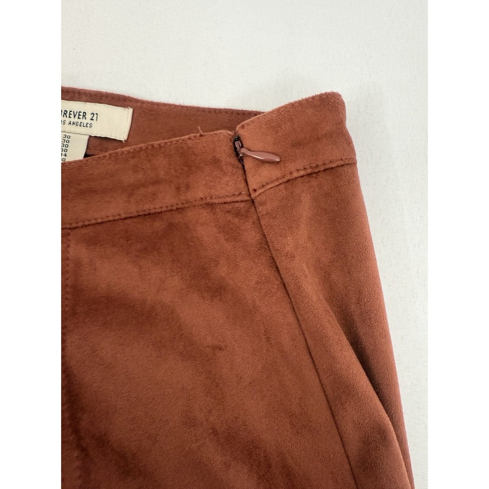 Forever 21 Faux Suede Lace Up Tie Front Mini Skirt Brown Cowgirl Size‎ 30 M - Picture 6 of 6